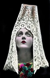 Lacey Prints: pretty young Spanish Woman in traditional costume