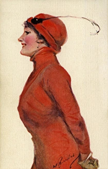 Images Dated 28th July 2016: Pretty young woman in red