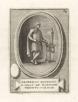 Ridolfino Venuti Prints: Priest in peasant dress before an altar (perhaps to Priapus)