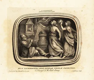 Two priestesses making an offering to Cybele