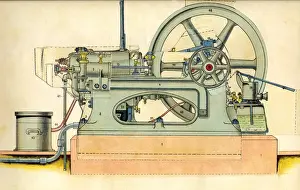 Priestman oil engine, paper model