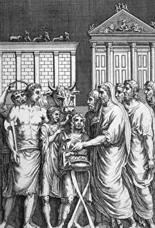 Images Dated 15th June 2011: Priests consulting the omens in Classical Rome
