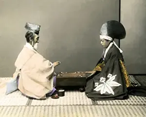 Counters Prints: Priests playing checkers, Japan