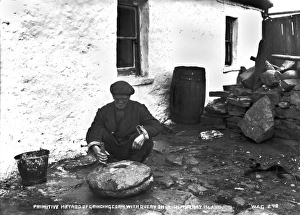 Primitive Method of Grinding Corn With Quern on Inishmurray Primitive Method of Grinding Corn With Quern on Inishmurray