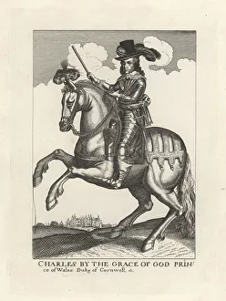 Clarendon Prints: Prince Charles, later Charles II of England, on horseback