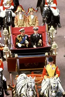 Prince Charles and Prince Andrew on the way to St Pauls Cath