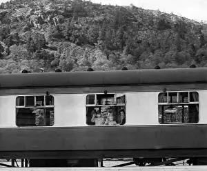Ballater Prints: Prince Charles and Princess Anne waving from train