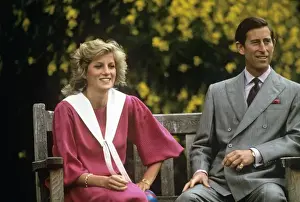 Royals Prints: Prince Charles and Princess Diana on a bench