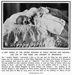 Brunswick Prints: Prince Ernst August of Hanover as a baby, WW1