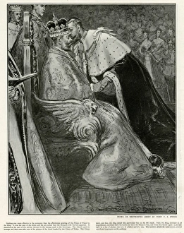 Affectionate Gallery: Prince George giving homage to King Edward at coronation