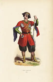 19thcentury Prints: Prince of Imereti, Georgia, with musket and scimitar