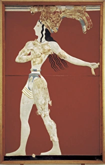 Stucco Gallery: Prince of lilies. Stucco relief. About 1550 BC