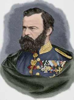 Bavaria Prints: Prince Luitpold of Bavaria (1821-1912). Engraving. Colored