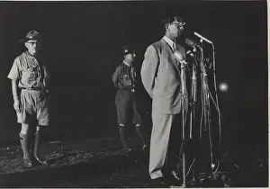 Federation Prints: Prince Mikasa giving speech at Jamboree, Karuizawa