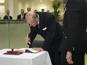 Writes Prints: Prince Philip signing a register at the new LFB HQ