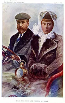 Prince and Princess of Wales in a motor car