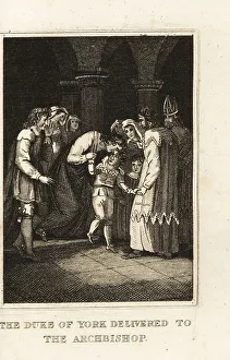 1483 Prints: Prince Richard handed to the archbishop of Canterbury, 1483