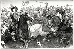 Images Dated 17th August 2021: Prince Rupert of the Rhine, Duke of Cumberland, leading the Royalist cavalry at