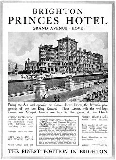 Adverts Gallery: Princes Hotel, Brighton, advertisement WW1