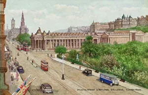 Lothian Prints: Princes Street and National Galleries, Edinburgh, Scotland