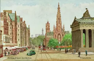 Lothian Prints: Princes Street and Scott Memorial, Edinburgh, Scotland