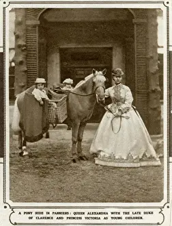 Princess Alexandra giving pony ride to two of her children