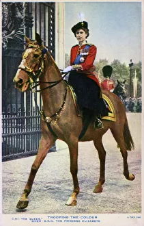 Images Dated 3rd May 2018: Princess Elizabeth - Attending the Trooping of the Colour