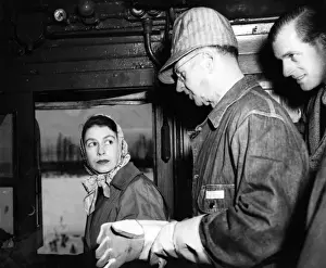 Princess Elizabeth drives the royal train, Canada, 1951