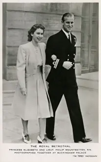 Pair Prints: Princess Elizabeth and Lt Philip Mountbatten - Engagement