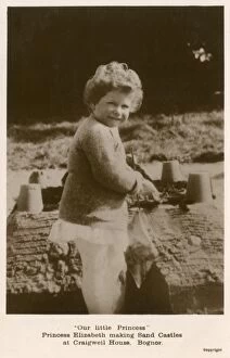 Images Dated 10th August 2016: Princess Elizabeth making a sandcastle at Craigweil House