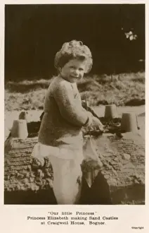 Feb16 Prints: Princess Elizabeth making a sandcastle at Craigweil House