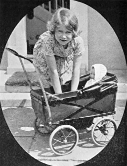 Doll Collection: Princess Elizabeth playing with dolls pram