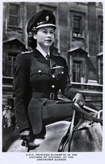 Pictured Collection: Princess Elizabeth riding as Colonel of the Grenadier Guards
