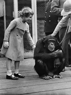 Princess Margaret with a chimpanzee