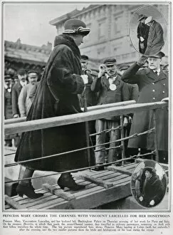 Royal Wedding Honeymoons Gallery: Princess Mary disembarking at Calais, 1922