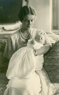Princess Theodora of Greece with her eldest child