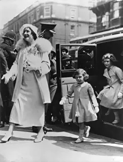 Olympia Prints: Princesses Elizabeth & Margaret arrive at Olympia
