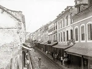 Martinique Prints: Principal business street, St Pierre, Martinique, West Indie