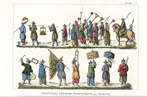 Principle members of a Chinese imperial procession