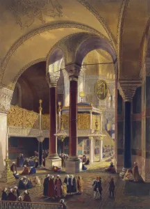 Tribune Prints: Print shows the gallery and imperial tribune of Ayasofya Mos