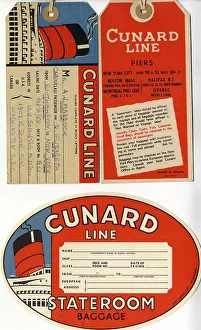 Printed ephemera, Cunard Line tags and labels