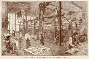 Printing Prints: Printing the original weekly newspaper The Graphic. Date: 1881