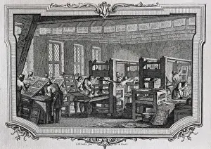 Editions Prints: Printing works in 15th c Engraving of 1849