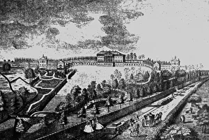 1731 Prints: Prior Park (near Bath) wagonway in 1731