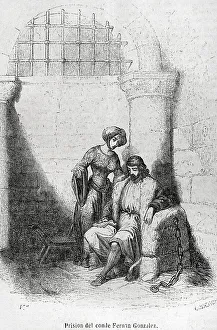 10th Century Prints: Prison, Count of Castile Fernando Gonzalez, Fernan Gonzalez