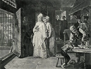 Reformation Collection: Prison reformer Elizabeth Fry visits women at Newgate