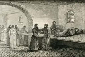 Prison in Yeniseisk (Siberia). 1891. Engraving