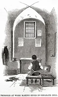 Millbank Prints: Prisoner making shoes, Millbank Prison