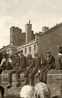 Prisoner on roof at Armley Gaol, Leeds, West Yorkshire
