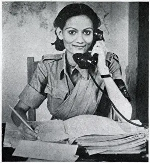 Private Begum Pasha Shah, nineteen-year-old daughter of Mr. A. G. Shah, Chief Instructor in Urdu to British officers in Poona